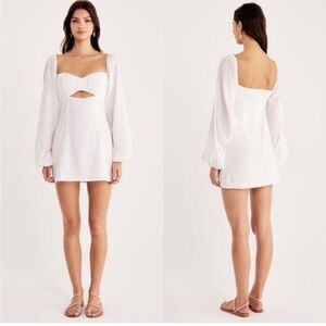 REVOLVE Rumer The Label Camille 100% Cotton Cutout Mini Dress Long Sleeve Large